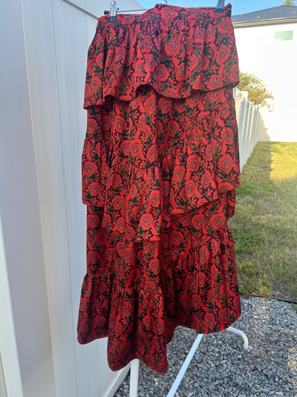 1.STATE CASCADE RUFFLE MIDI SKIRT - Picture 2 of 3